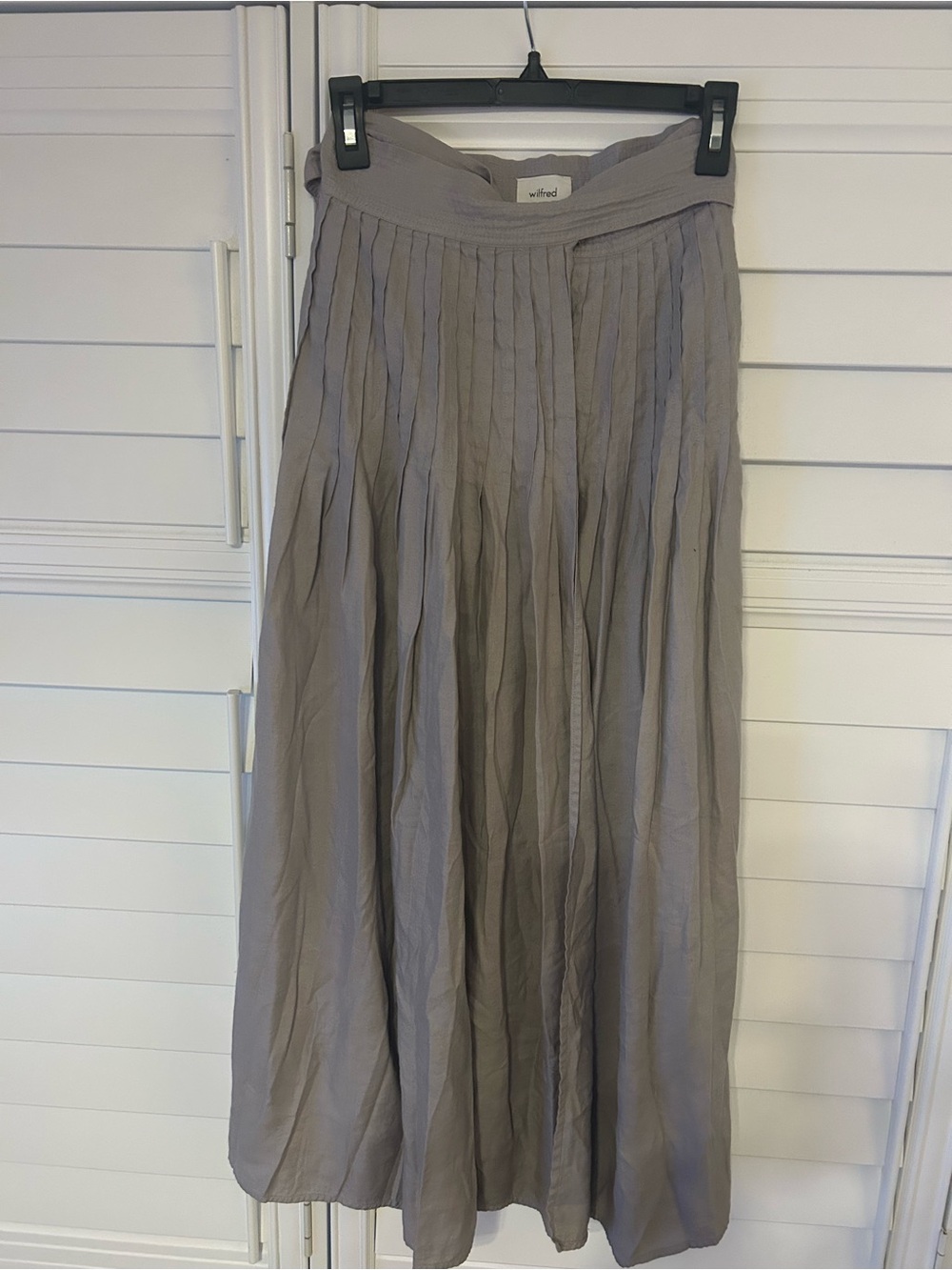 Aritzia Taupe Pleated Maxi tied wrap Skirt